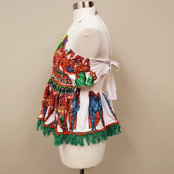 Antica Sartoria by Giacomo Cinque Embroidered Halter Neck Top Sz M NWT B… - Picture 7 of 13